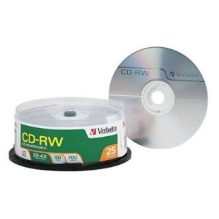 VERBATIM VER95169 CD RW Disc, 700 MB, 80 min, 4x, PK 25