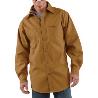 Carhartt Canvas Shirt Jacket — Carhartt Brown, Small, Model# S296  Long Sleeve Button Down Shirts