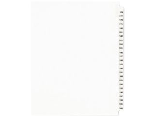 Avery 01337 Avery Style Legal Side Tab Divider, Title: 176 200, Letter, White, 1 Set