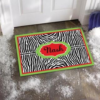 Personalized Holiday Zebra Doormat, Available in Different Sizes