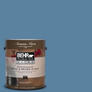 BEHR Premium Plus Ultra 1 gal. #BIC 38 Honest Blue Matte Interior Paint 175401