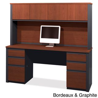 Bestar Prestige Credenza with Pedestals and Hutch   Shopping