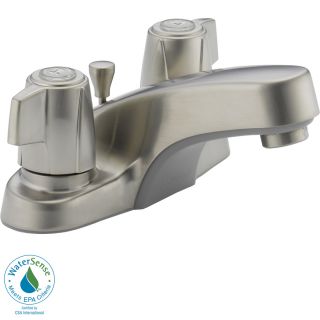 Peerless Brushed Nickel 2 Handle 4 in Centerset WaterSense Bathroom Sink Faucet (Drain Included)