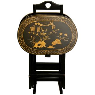 Oriental Furniture Lacquer TV Tray Set with Stand