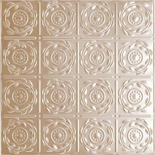 Shanko 2 ft. x 2 ft. Lay in Suspended Grid Tin Ceiling Tile in Satin Brass (24 sq. ft. / case) B208 2 c