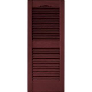 Builders Edge 15 in. x 36 in. Louvered Vinyl Exterior Shutters Pair in #078 Wineberry 010140036078