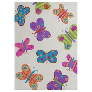 Kas Rugs Butterflies are Free Ivory/Pink 3 ft. 3 in. x 5 ft. 3 in. Area Rug KOZ055433X53