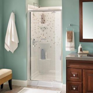 Delta Lyndall 36 in. x 66 in. Semi Framed Pivoting Shower Door in Polished Chrome with Mozaic Glass 159063