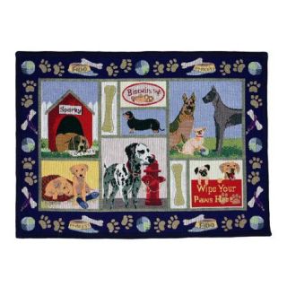 Park B Smith Ltd PB Paws & Co. Navy Dog Days Tapestry Indoor/Outdoor Area Rug