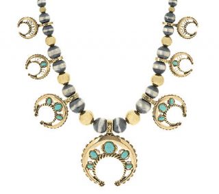 Sterling/Brass 17 1/4 Turquoise Naja Necklace by American West —