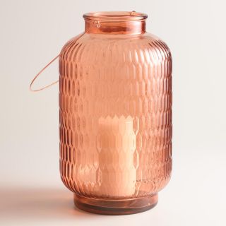 Large Copper Textured Glass Aria Lantern