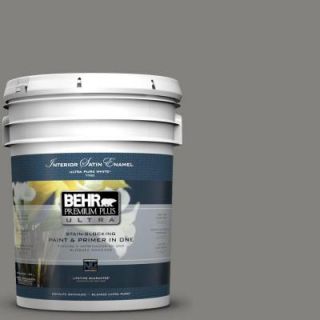 BEHR Premium Plus Ultra 5 gal. #BNC 25 Gray Pepper Satin Enamel Interior Paint 775405