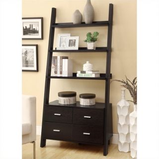 Coaster Leaning Ladder Bookshelf with 2 Drawers in Cappuccino   800319