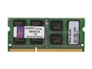 Kingston 8GB 204 Pin DDR3 SO DIMM DDR3 1600 Laptop Memory Model KVR16S11/8