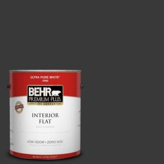 BEHR Premium Plus 1 gal. #PPF 59 Raven Black Zero VOC Flat Interior Paint 130001