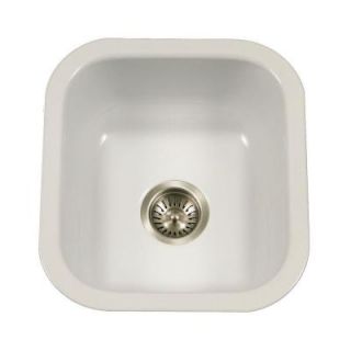 HOUZER Porcela Series Undermount Porcelain Enamel Steel 16 in. Single Bowl Kitchen Sink in White PCB 1750 WH