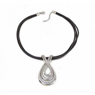 Stately Steel Stainless Steel Pendant with Multirow 18" Cord   7842607