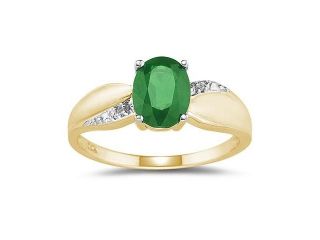 Emerald and Diamond  Ring 10K yellow Gold