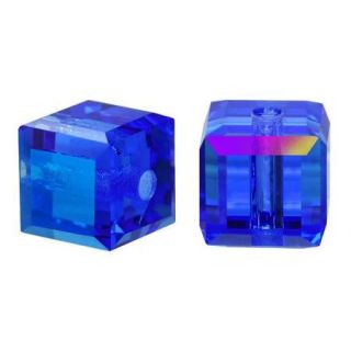 Swarovski Crystal, #5601 Cube Beads 4mm, 10 Pieces, Sapphire AB