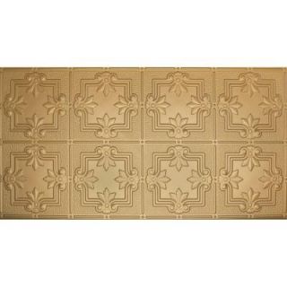 Global Specialty Products Dimensions Faux 2 ft. x 4 ft. Glue up Tin Style Brass Ceiling Tile for Surface Mount 321 54
