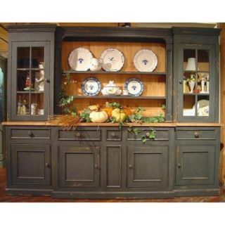 Large 6 Section Sideboard & Hutch w 5 Drawers & 3 Cabinets (Charcoal)