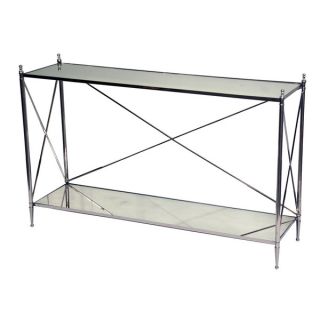 49 inch Long Silver Brass And Nickel Plated Console Table  