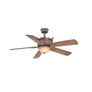 Cordelia Lighting Colmar Collection 54 in. Hanging Venetian Bronze Gold Ceiling Fan with Distressed Walnut Blades Fans HC0882