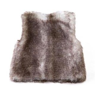 Richie House Girls Brown White Bow Artificial Fur Vest 10