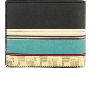 Givenchy Black & Teal Lambskin Robot Graphic Bifold Wallet