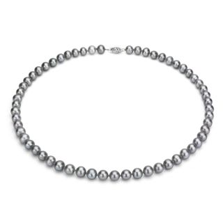 DaVonna Sterling Silver 6.5 7mm Grey Freshwater Pearl Necklace (16 36