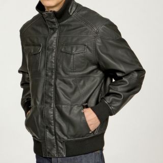 Izod Mens Faux Leather Bomber Jacket  ™ Shopping   Big