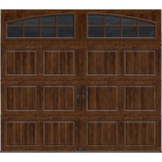 Clopay Gallery Collection 8 ft. x 7 ft. 18.4 R Value Intellicore Insulated Ultra Grain Walnut Garage Door with Arch Window GR2SU_WO_GRLA1