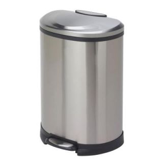 13 gal. Fingerprint Proof Stainless Steel Semi Round Trash Can P2142 B01