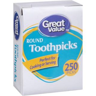 Great Value Round Toothpicks, 250 count (Pack of 4)