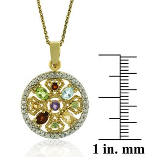 Glitzy Rocks 18k Gold Overlay Gemstone Medallion Necklace  