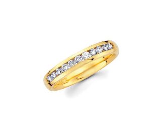 14k Gold Channel Set 9 Nine Round Diamond Wedding Ring Band 1/3ct (G H Color, SI2 Clarity)