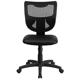 Flash Furniture WL F061SYG LEA GG LeatherSoft Mid Back Armless Task Chair, Black