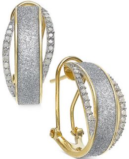 Diamond Glitter Omega Earrings (1/3 ct. t.w.) in 14k Gold Plated