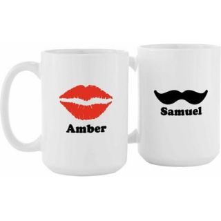 Personalized Hot Lips or 'Stache Mug (Set of 2)