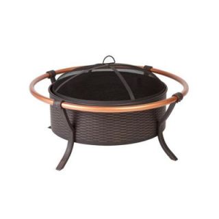 Hampton Bay 37 in. Woven Fire Pit with Copper Rail 60859
