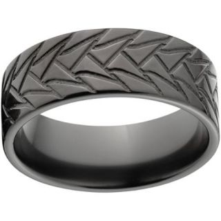 Custom Men's Tire Tread 8mm Black Zirconium Wedding Band with Comfort Fit Design