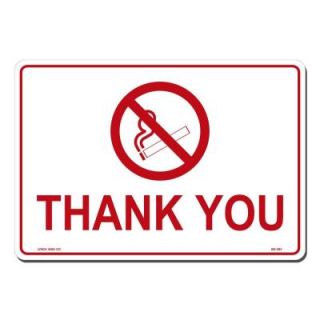 Lynch Sign 14 in. x 10 in. Red on White Plastic Thank You for Not Smoking Sign BS  2SY