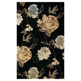 KAS Rugs Elegant Florals Rectangular Black Floral Tufted Wool Area Rug (Common: 8 ft x 11 ft; Actual: 8 ft x 10.5 ft)