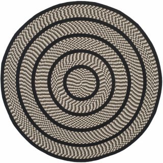 Safavieh Braided Ivory and Black Round Indoor Braided Area Rug (Common: 6 x 6; Actual: 72 in W x 72 in L x 0.42 ft Dia)