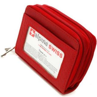 AlpineSwiss Womens Mini Wallet Leather Organizer Credit Card Case Coin ID Holder Red One Size