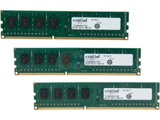 Crucial 12GB (3 x 4GB) 240 Pin DDR3 SDRAM DDR3 1600 (PC3 12800) Desktop Memory Model CT3KIT51264BA160B