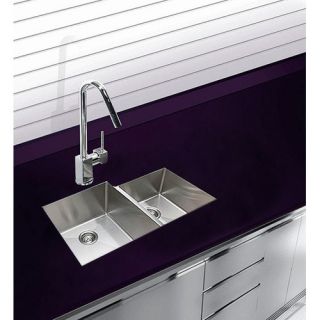 33.5 x 17.5 Undermount Double Bowl Stainless Steel Kitchen Sink by