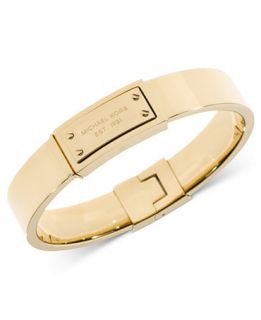 Michael Kors Gold Tone Logo Plaque Bangle Bracelet