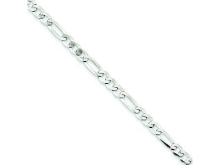 Genuine .925 Sterling Silver 4.5mm Polished Flat Figaro Chain 9 Inch Length 5.1 Grams.