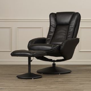 Alcott Hill Leather Heated Reclining Massage Chair & Ottoman Set
